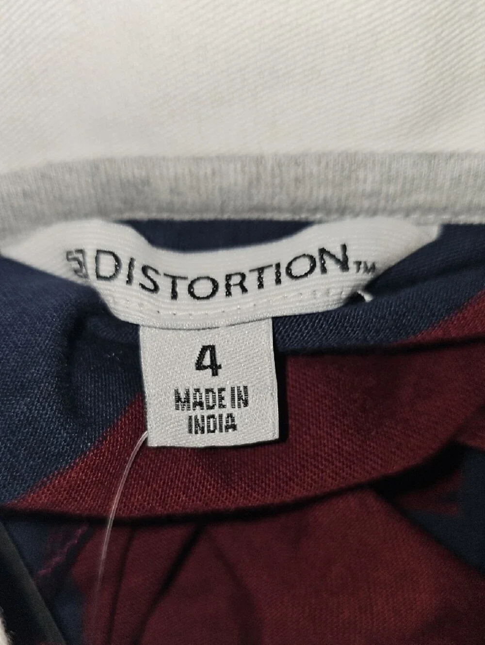 DISTORTION Boys Size 4 Collared Long-Sleeve Striped Shirt, Navy Burgundy New